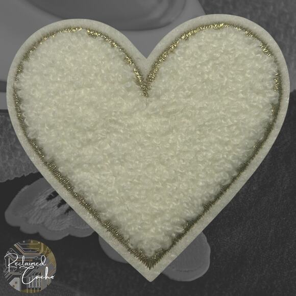 Heart in White Iron On Patch - Picture 1 of 2